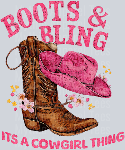 Boots and bling brown boots and cowgirl thing DTF Western Transfers