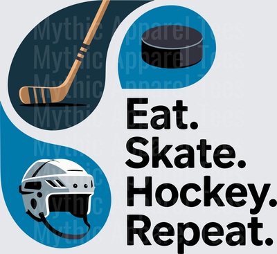Ice Hockey Eat Skate Hockey Repeat Yin Yang Stick Puck Helmet