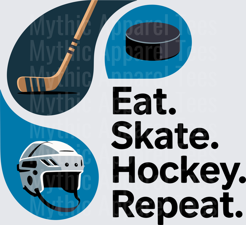 Ice Hockey Eat Skate Hockey Repeat Yin Yang Stick Puck Helmet