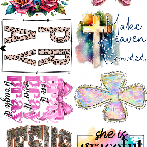 RELIGIOUS 4 GANG SHEET 10 FULL SIZE IMAGES