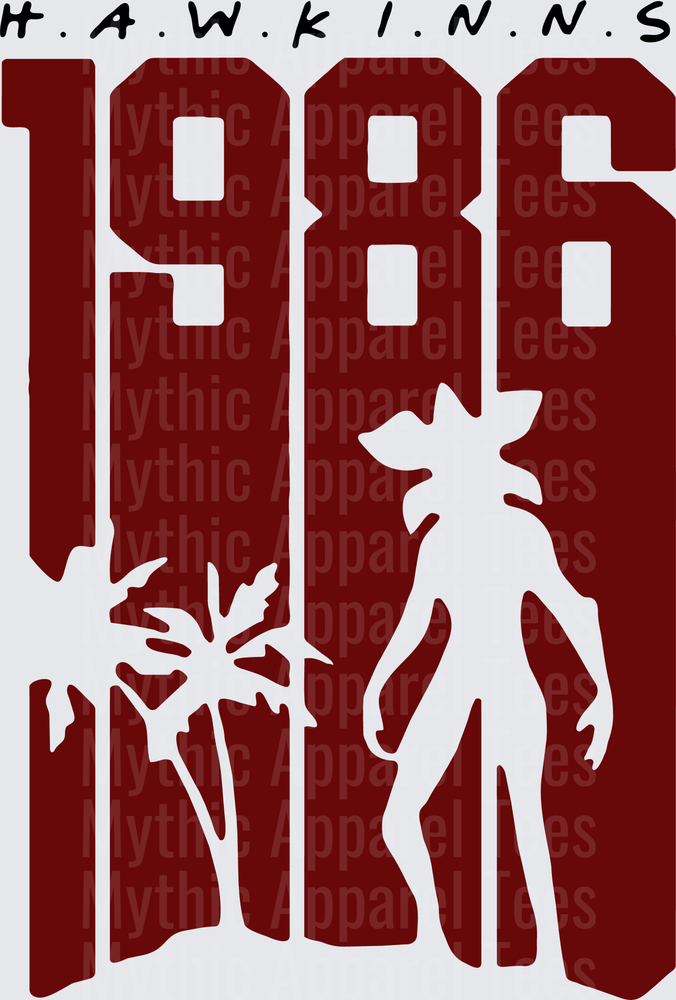 Stranger Things Hawkins 1986 Vecna Silhouette Collegiate