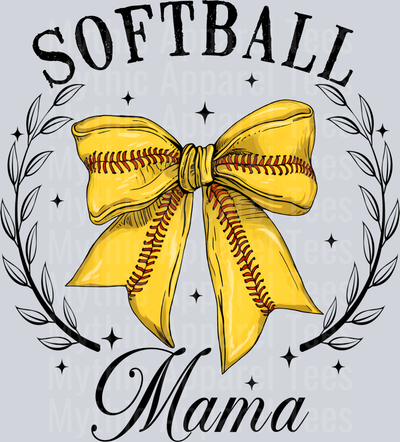 softball mama red stitches crest and script text DTF Softball Transfers