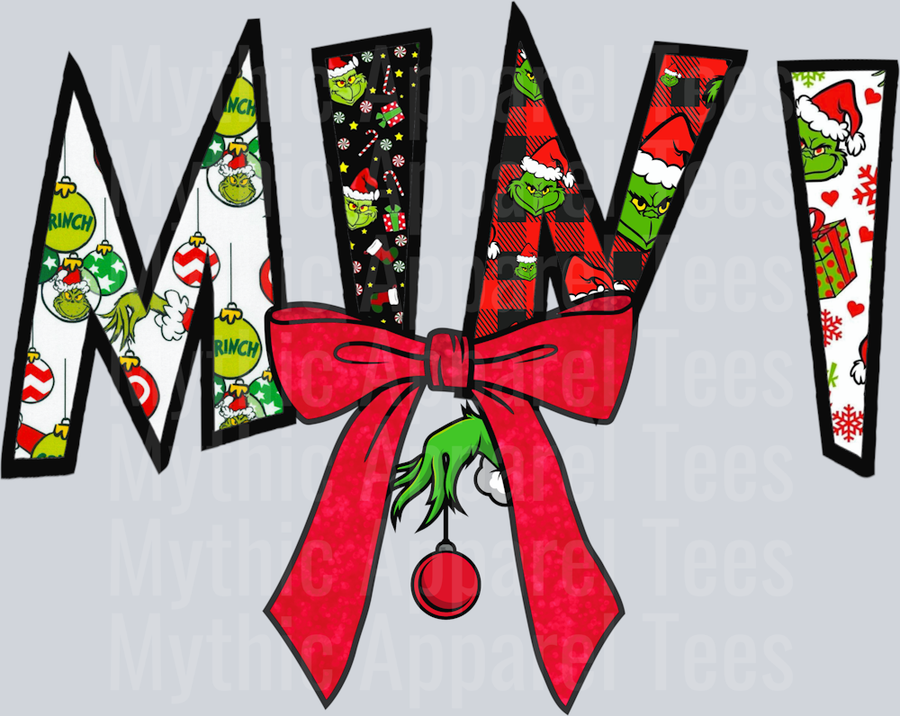 Mini grinch bow DTF Grinch Transfers