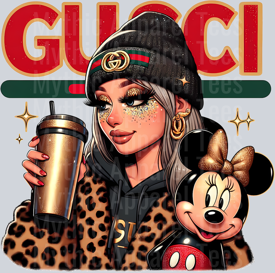 Disney Girl Gucci Leopard Print Disney DTF Gucci Mickey Transfers