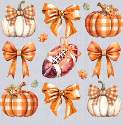 Football Coquette with fall bows DTF Football Transfers