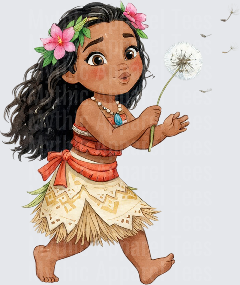 Moana Baby Blowing Dandelion Watercolor Toddler Princess