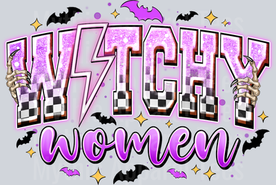 Witch Women Purple Neon Checker