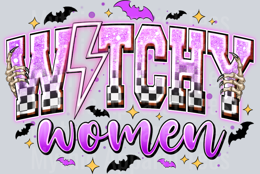 Witch Women Purple Neon Checker