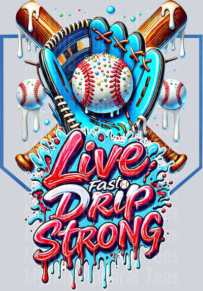 Live Drip Strong Baseball Glove Ice Cream Drip Sprinkles DTF Baseball Transfers