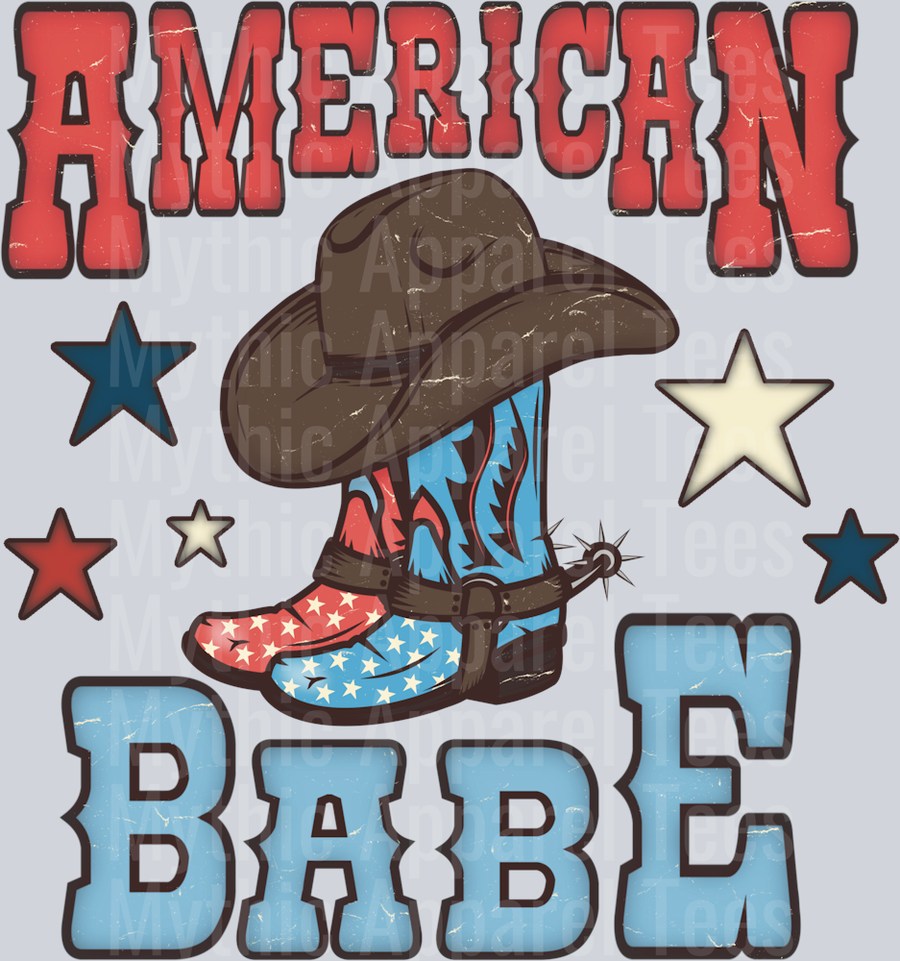 American Babe Cowgirl Patriotic DTF Western Transfers