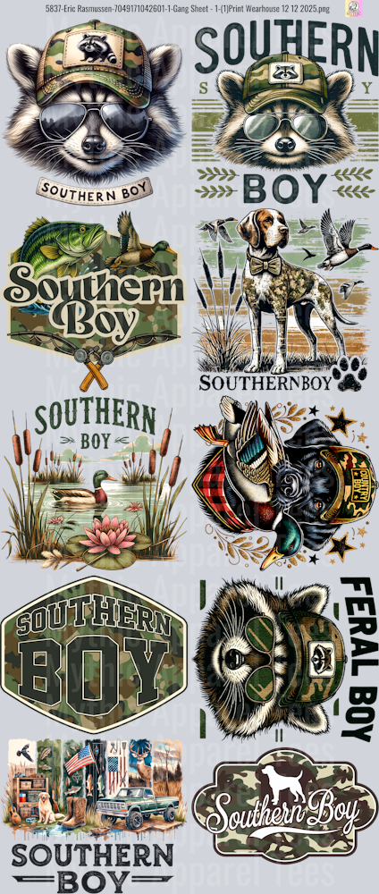 Southern Boy GANG SHEET 10 FULL SIZE IMAGES