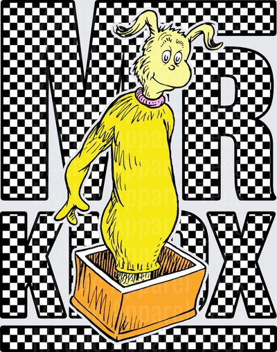 DR Seuss Mr Knox Yellow Character Checkered Letter Design
