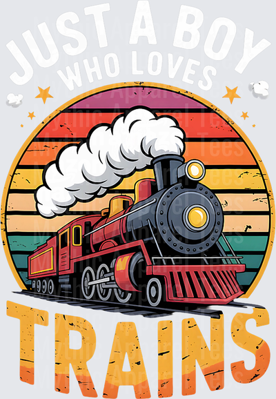 Trains Just A Boy Who Loves Trains Retro Sunset Steam Engine