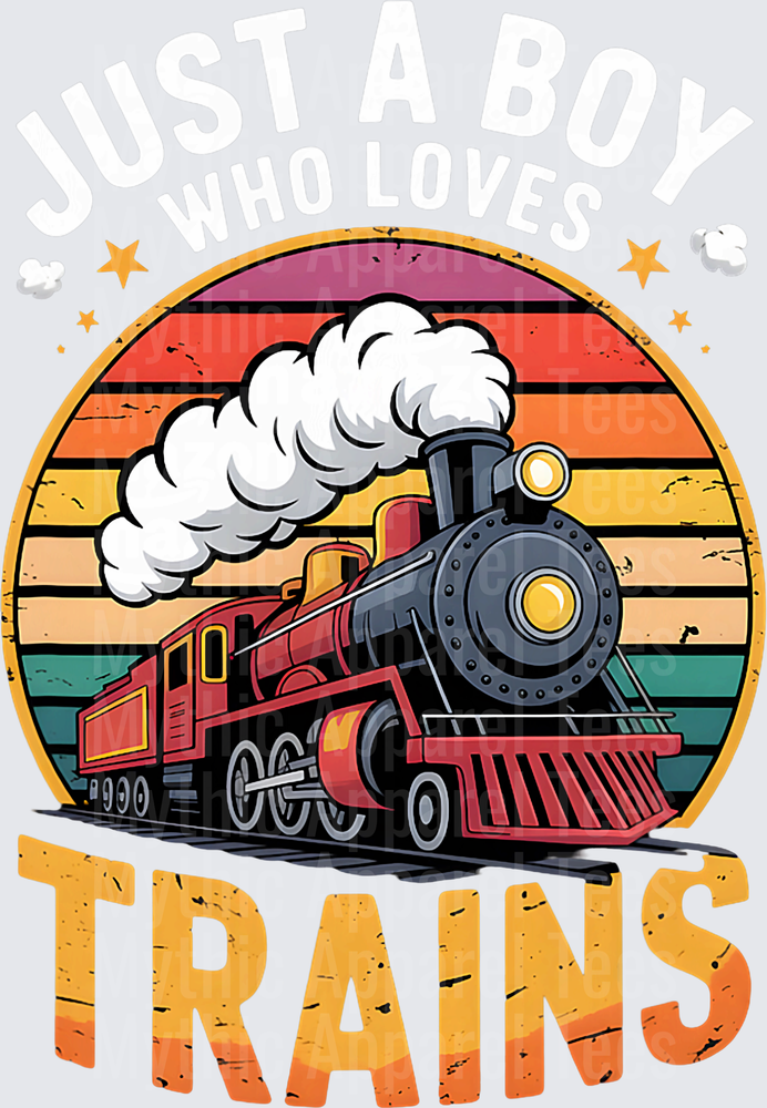 Trains Just A Boy Who Loves Trains Retro Sunset Steam Engine