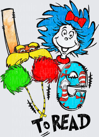 Dr. Seuss I Love To Read Thing 1 Lorax Cat In The Hat Collage Design