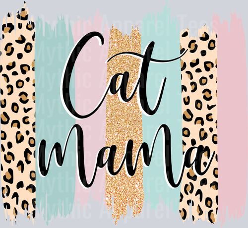 Cat Mama Brush Strokes Animal Print DTF Cat Transfers