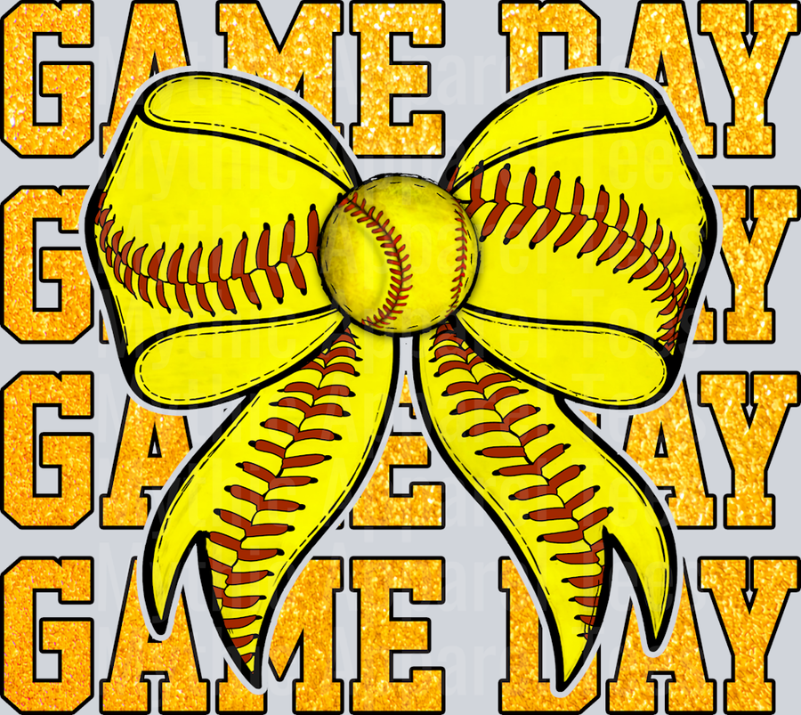Gameday Softball with yellow red and black cute DTF Sports Transfers