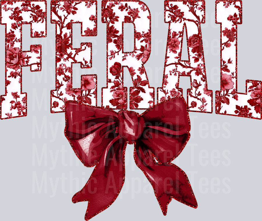 Maroon Feral College Font With Bow Floral Pattern Feral Life