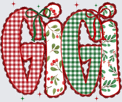 Christmas Plaid Gigi Monogram Letters with Holly Berries Bows and Lace Trim