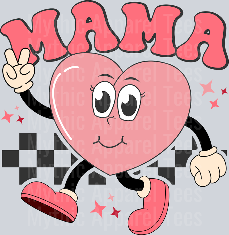 Mama Heart with Checkers DTF Valentines Day Transfers