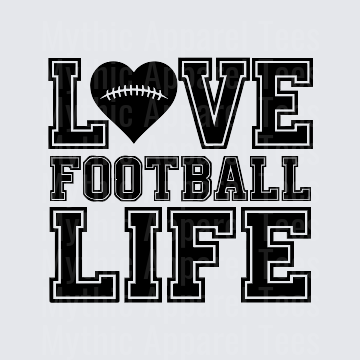 American Football Love Football Life Bold Block Letter Design