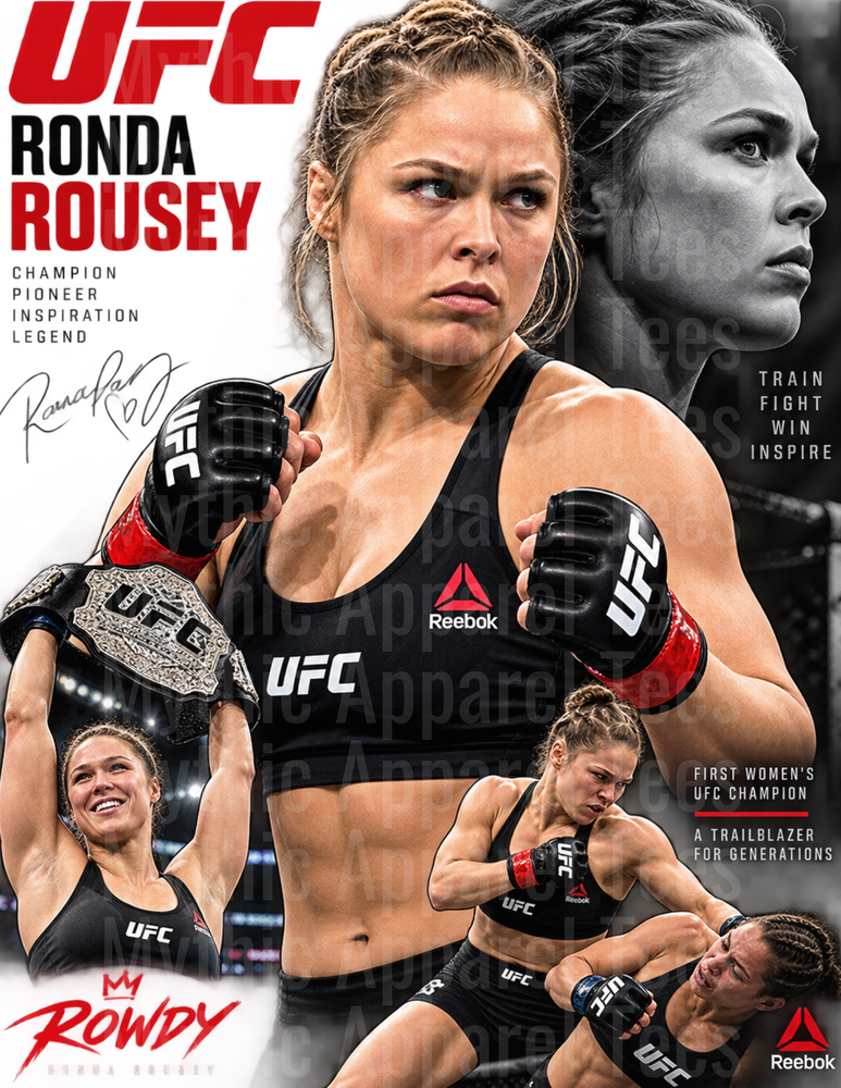 UFC Ronda Rousey Rowdy Champion Pioneer Inspiration Legend First Women's UFC Champion Tribute Collage