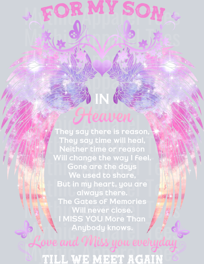 For My Son In Heaven Till We Meet Again DTF Memorial Transfers