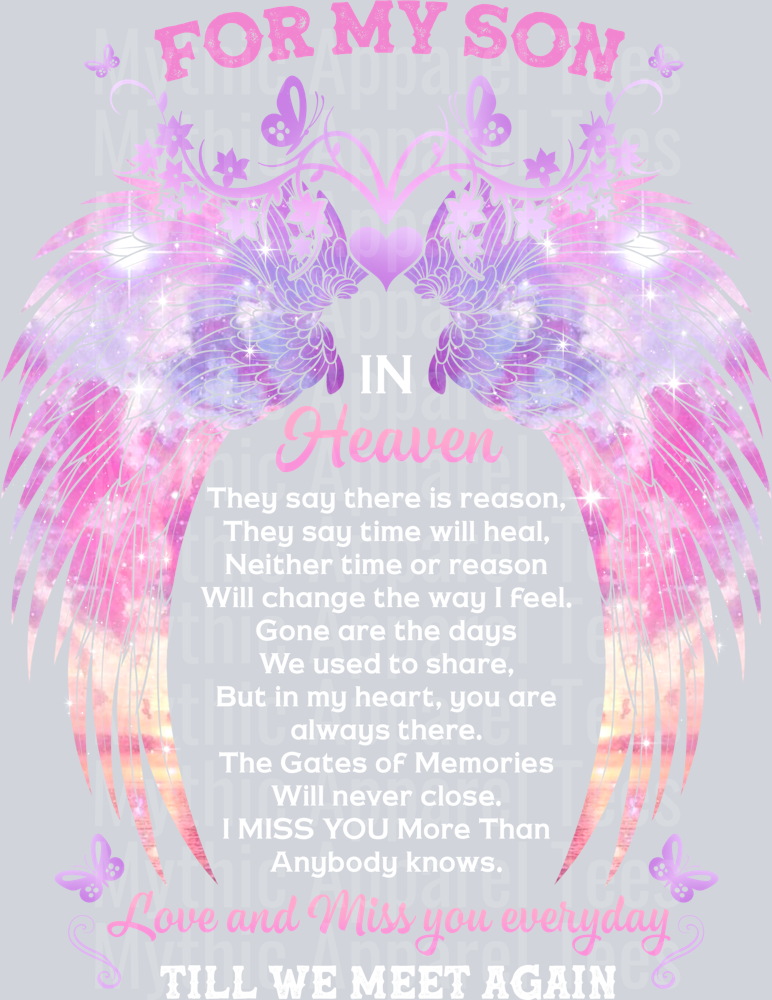 For My Son In Heaven Till We Meet Again DTF Memorial Transfers