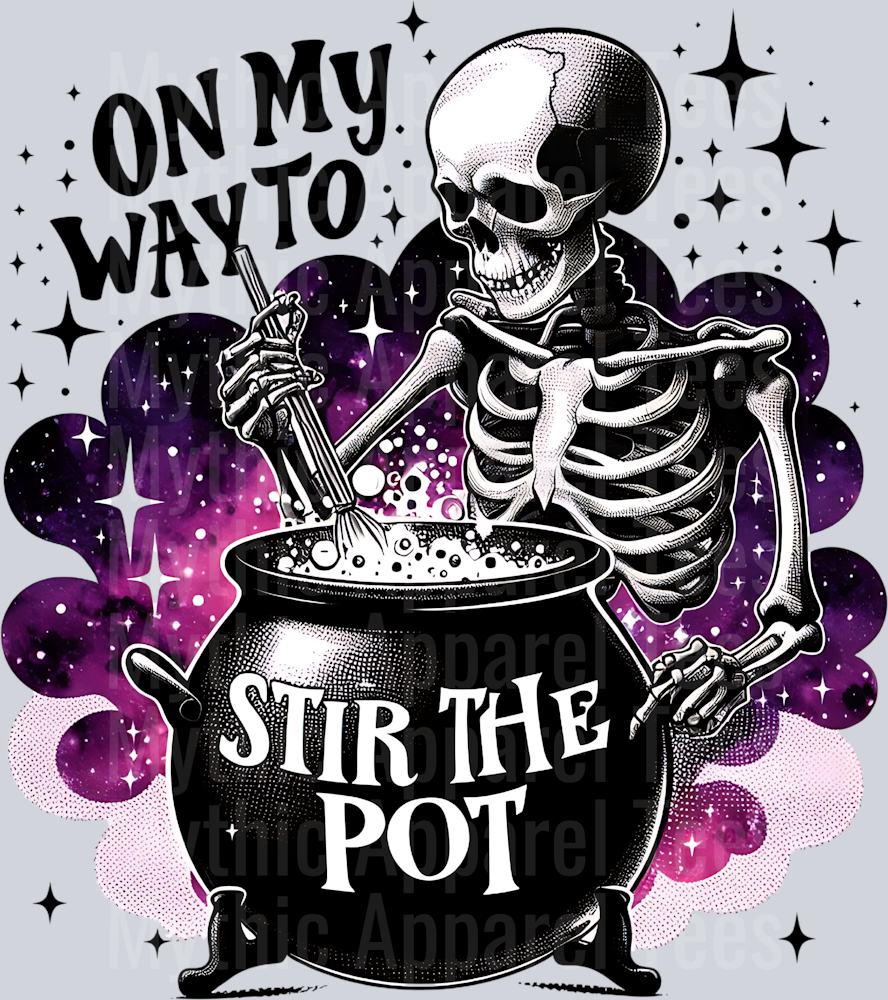ON my way to stir the pot 2 cute colors DTF Skull Transfers