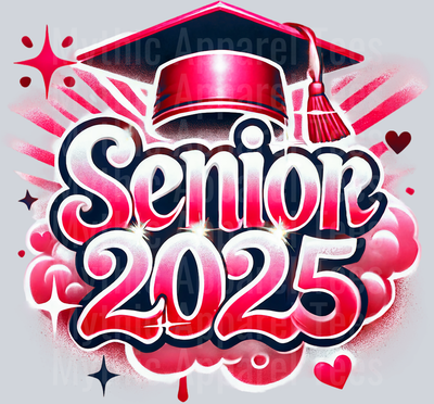 0039 Senior 2025 Red DTF 2025 Senior Graduation Transfers