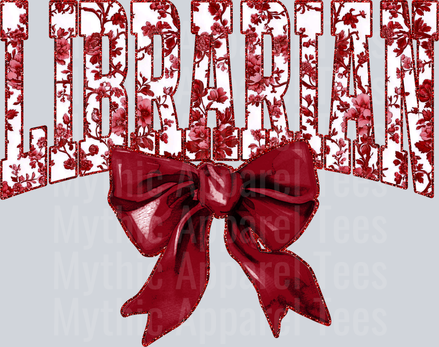 Maroon Librarian College Font Floral Teacher Design