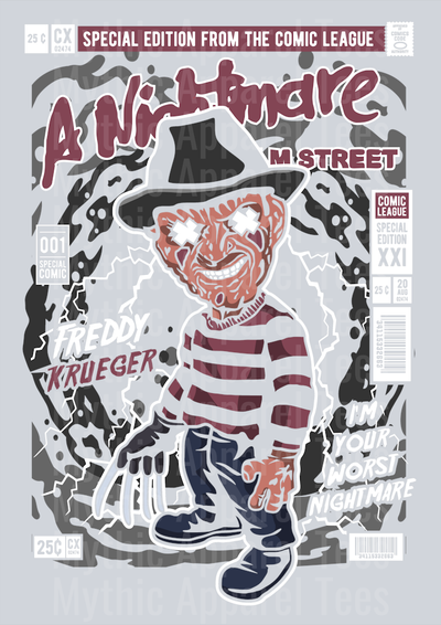 Freddy Krueger Comic Book Cover STYLE DTF Pop Culture Transfers