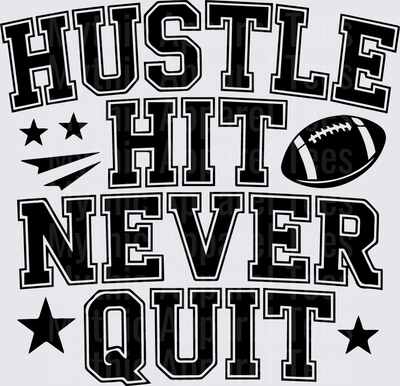 American Football Hustle Hit Never Quit Bold Stars Graphic