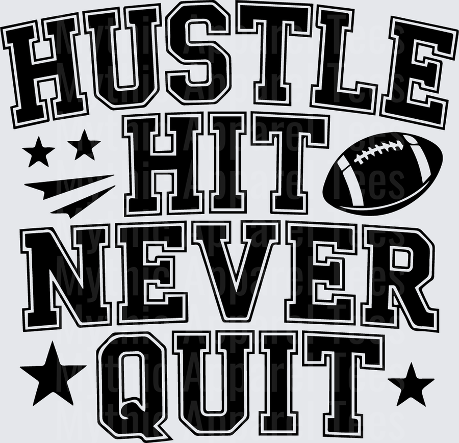 American Football Hustle Hit Never Quit Bold Stars Graphic
