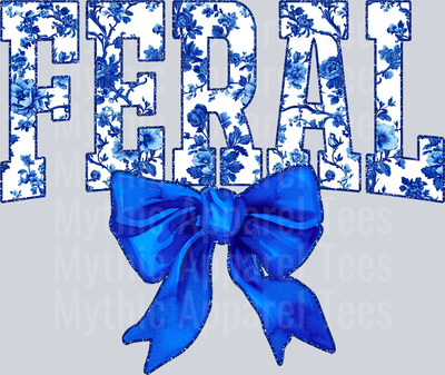 Blue Feral College Font With Bow Floral Pattern Feral Life