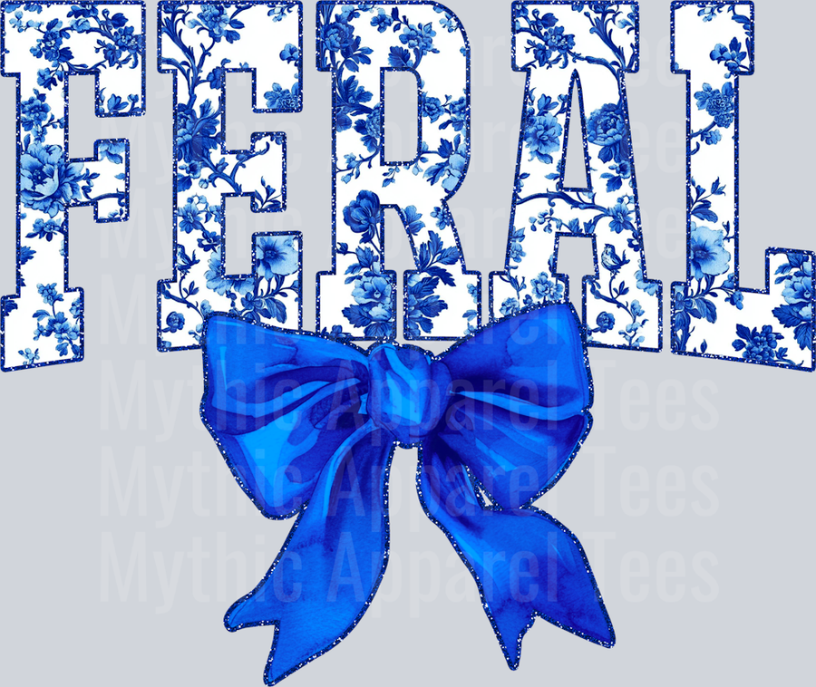 Blue Feral College Font With Bow Floral Pattern Feral Life
