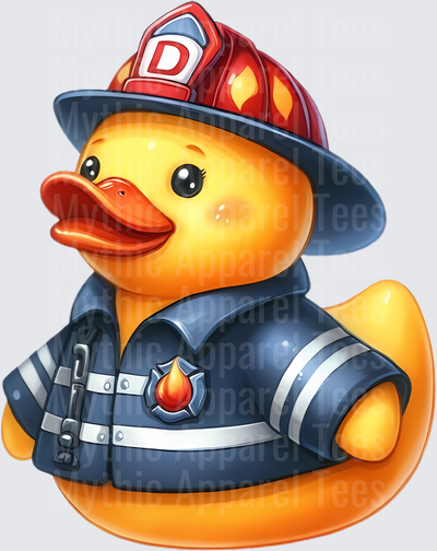 Rubber Duck in Uniform Firefighter Gear with Red Helmet