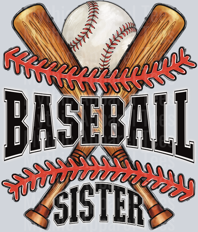 Baseball Sister Bat and Ball DTF Baseball Transfers