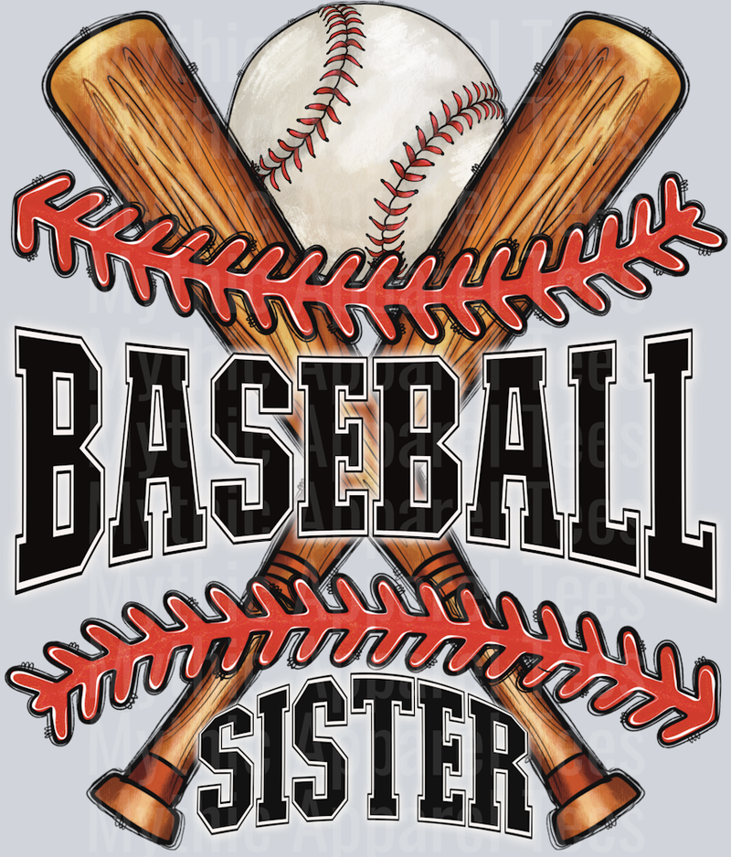 Baseball Sister Bat and Ball DTF Baseball Transfers