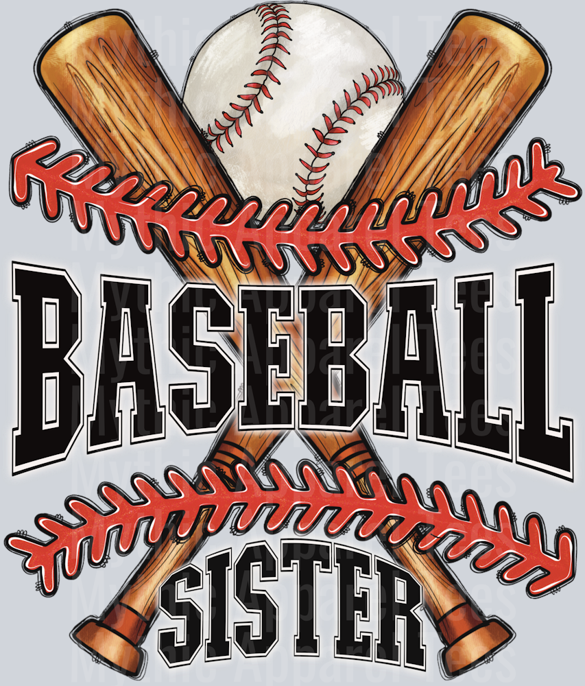 Baseball Sister Bat and Ball DTF Baseball Transfers