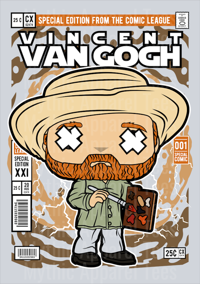 Vincent Van Gogh Comic Book Cover STYLE DTF Pop Culture Transfers