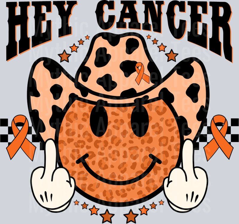 Hey Cancer Western Hat Cow Prints Leukemia Cancer Awareness White Words