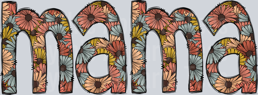 Mama Simple cute letters with flowers DTF MOM Transfers