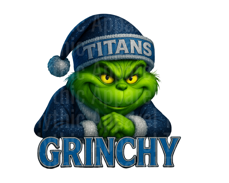 NFL Football Grinchy Grinch Wearing Tennessee Titans Navy Blue Santa Hat Christmas Holiday Design