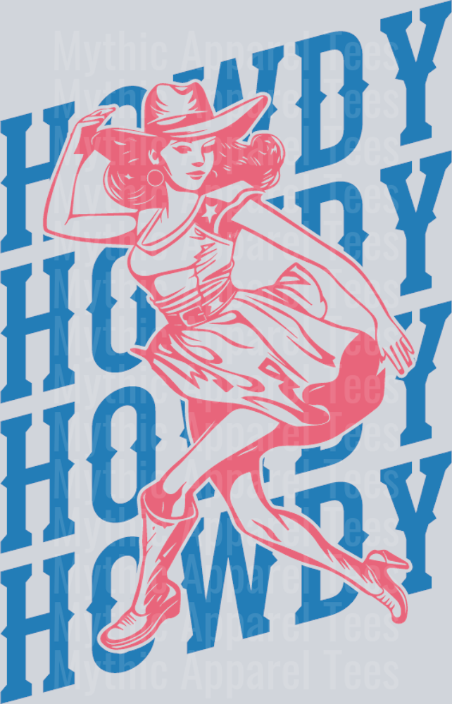 Howdy Cowgirl Stacked slanted Western Text