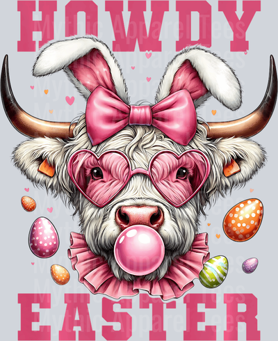 Howdy Easter Western Highland Cow DTF Highland Cow Transfers