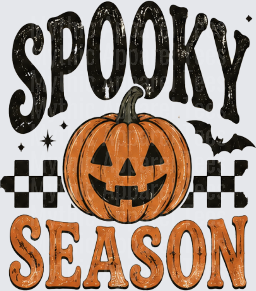 Halloween Spooky Season Jack-O-Lantern Bat Checkered Design