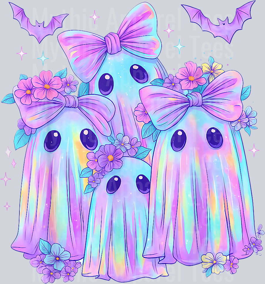 Tie Dye Galaxy Ghost Pumpkin Halloween Neon Ghost Girl Women T-Shirt_processed