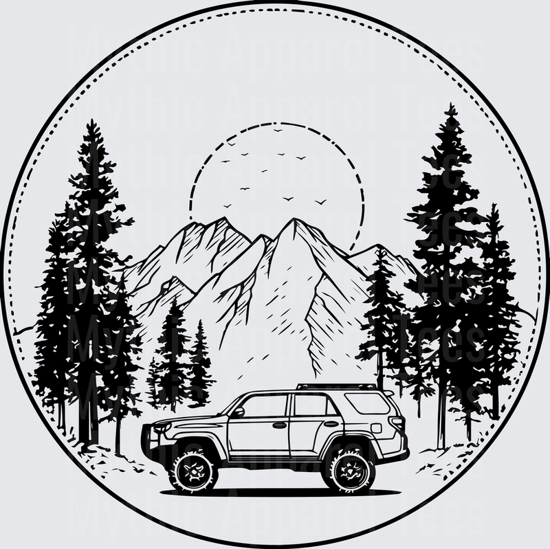 Off Road Jeep 4Runner Mountain Forest Circle Badge