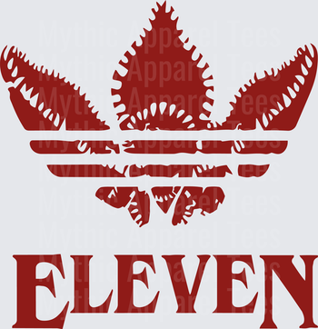 Stranger Things Eleven Demogorgon Adidas Logo Parody Red